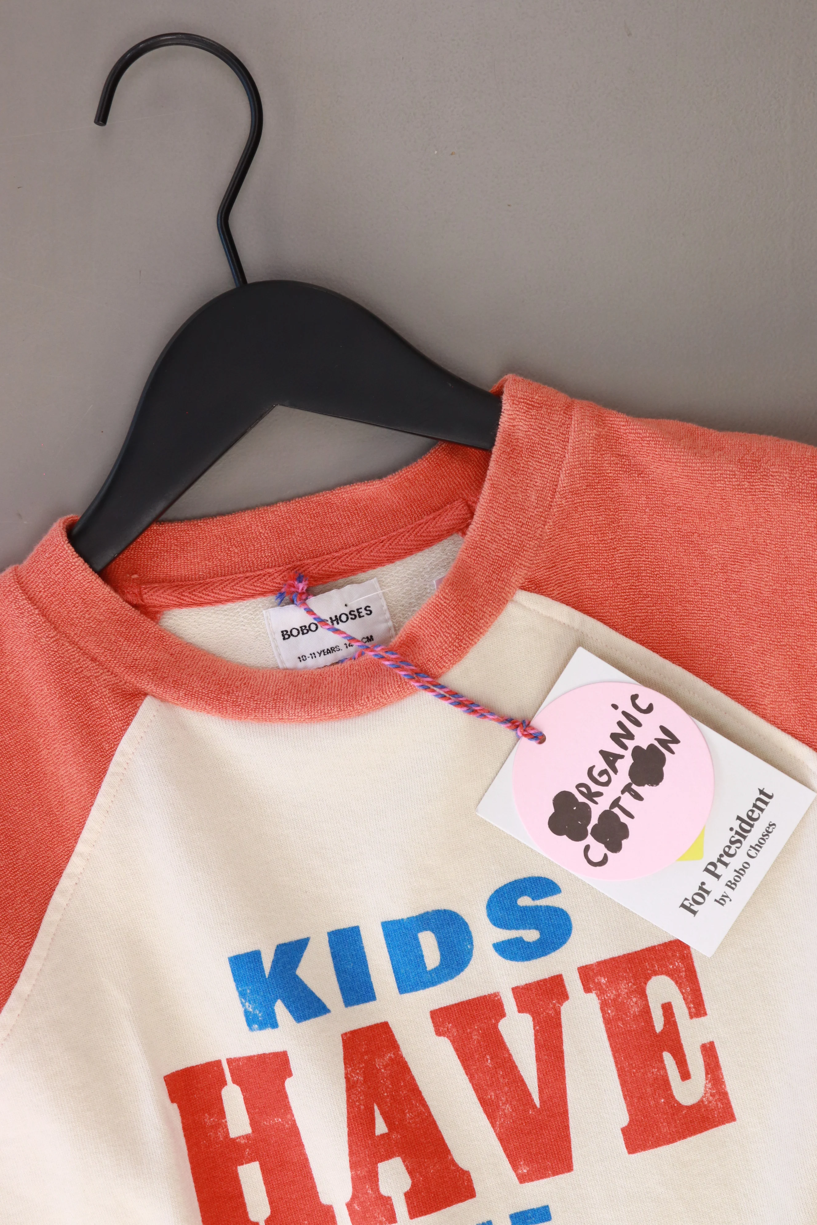 Bobo Choses Kinder T-Shirt Bio Baumwolle mit Aufdruck "Kids have the power" orange Größe 10-11 Jahre, 148cm neu mit Etikett - Image 3