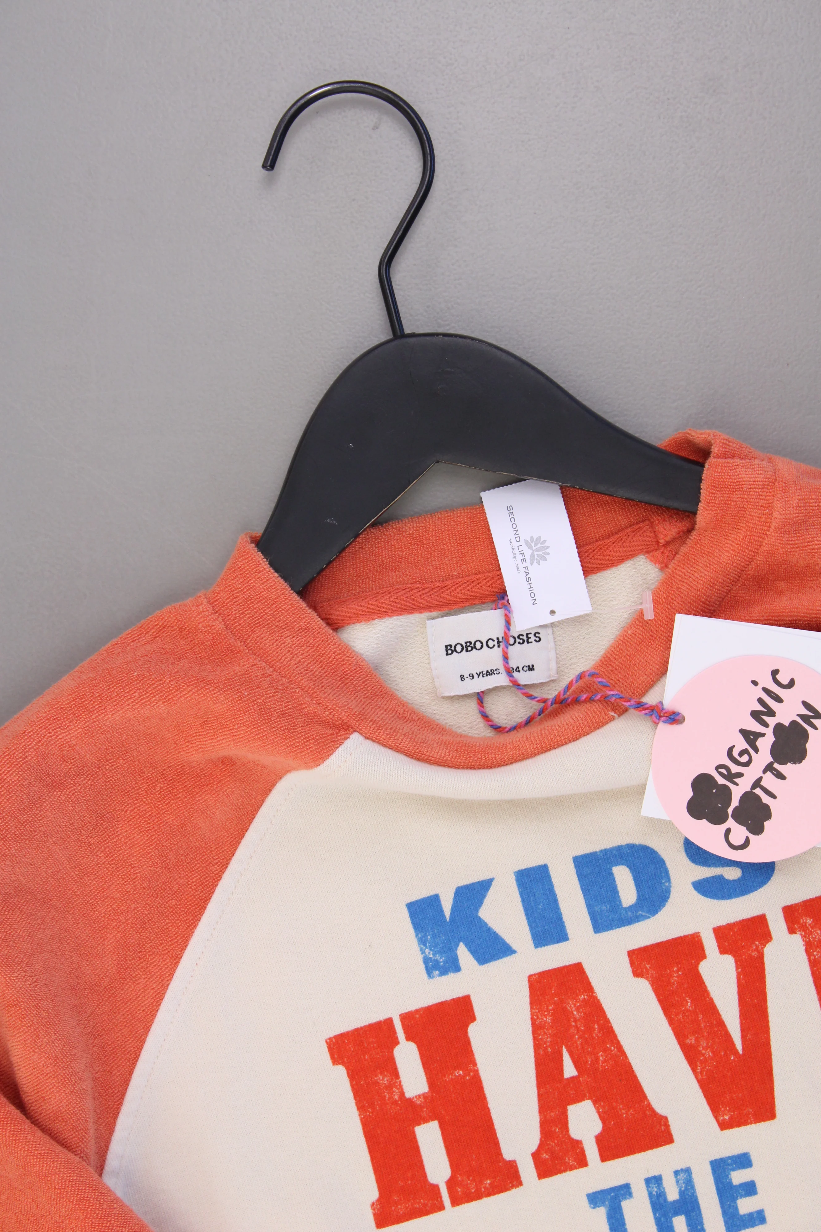 Bobo Choses Kinder T-Shirt Bio Baumwolle mit Aufdruck "Kids have the power" orange Größe 8-9 Jahre, 134cm neu mit Etikett - Image 2