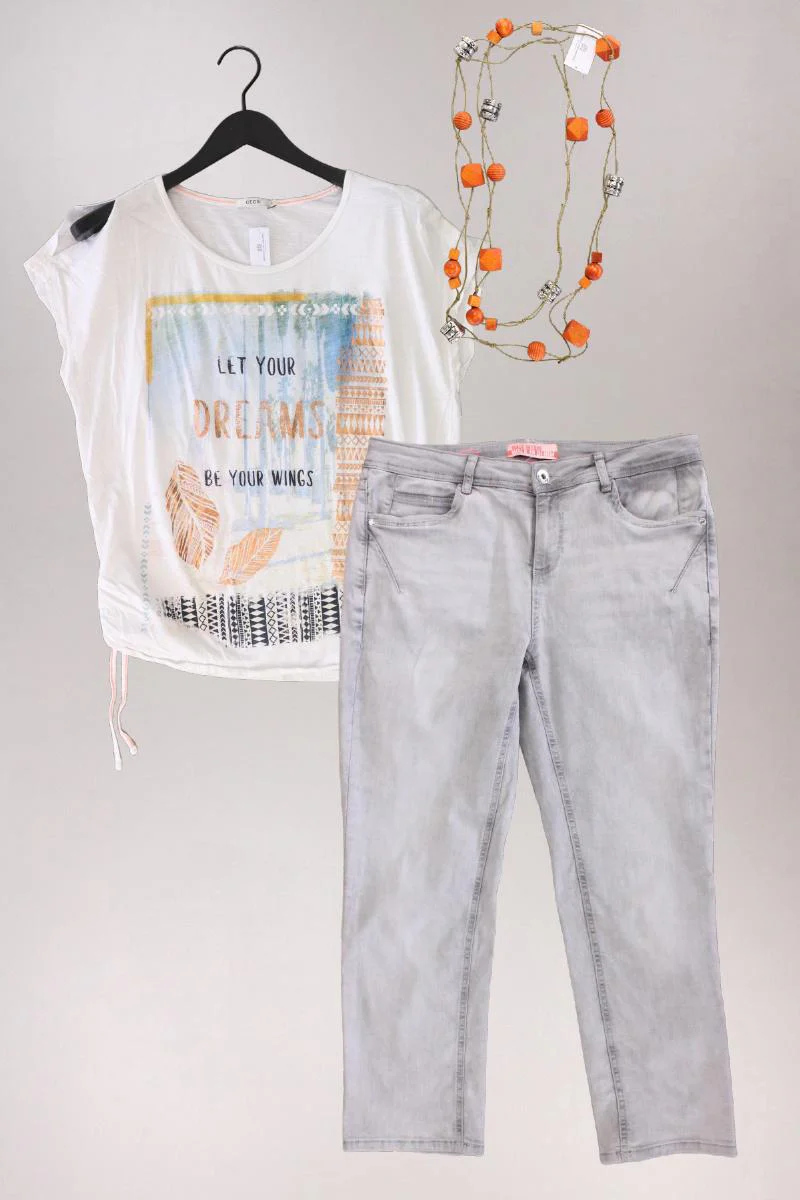 Second Hand Outfit Größe L mit Cecil Printshirt in Gr. L und Halskette